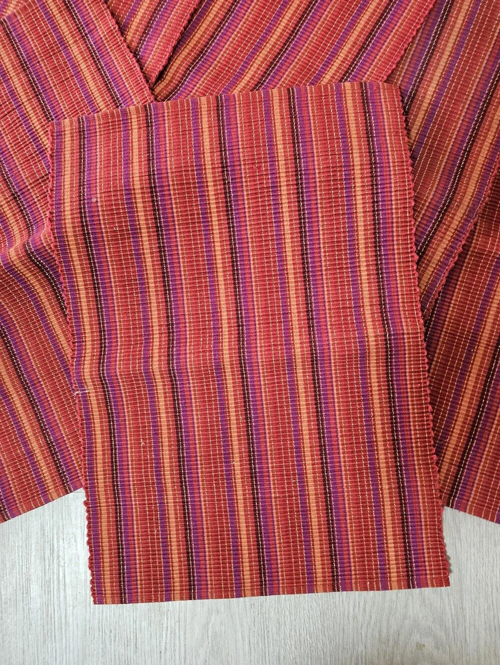 Pier 1 Imports Hot Ribbed Placemats Set of 6 Red Orange Stripe Cotton 14x20